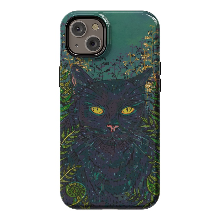 iPhone 14 Plus StrongFit Black Cat in Ferns by Lotti Brown