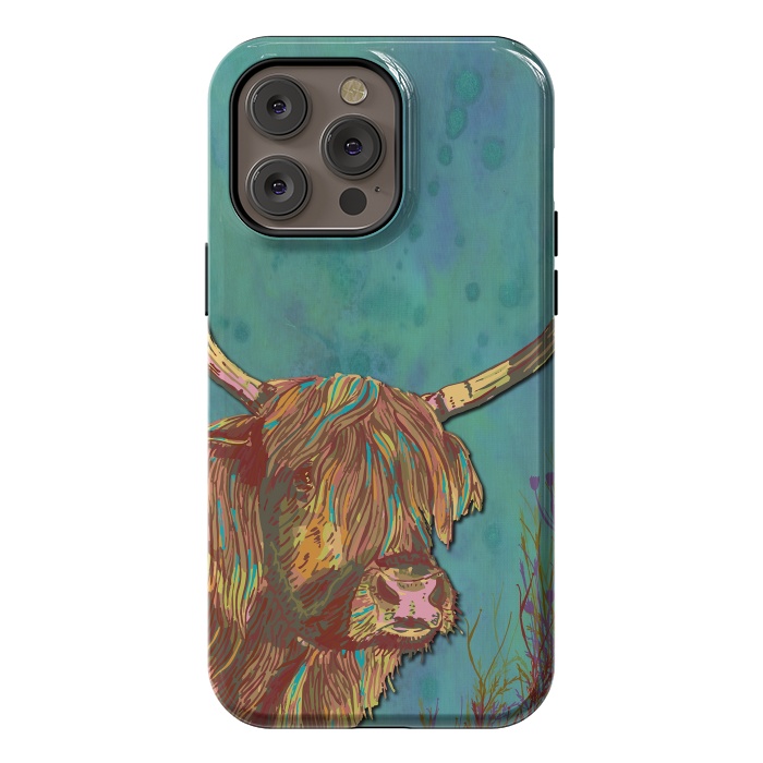 iPhone 14 Pro max StrongFit Highland Cow by Lotti Brown
