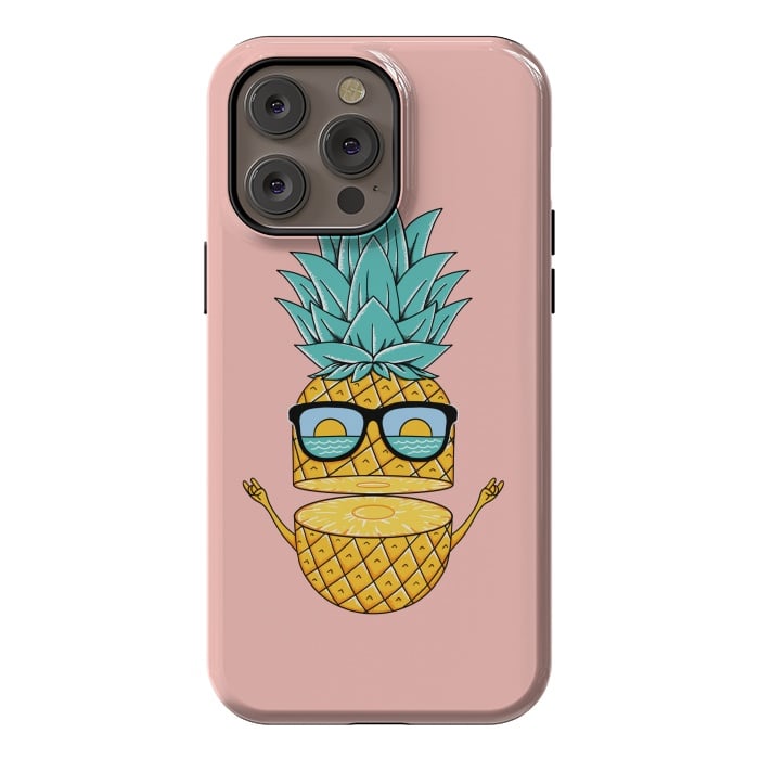 iPhone 14 Pro max StrongFit Pineapple Sunglasses Pink by Coffee Man