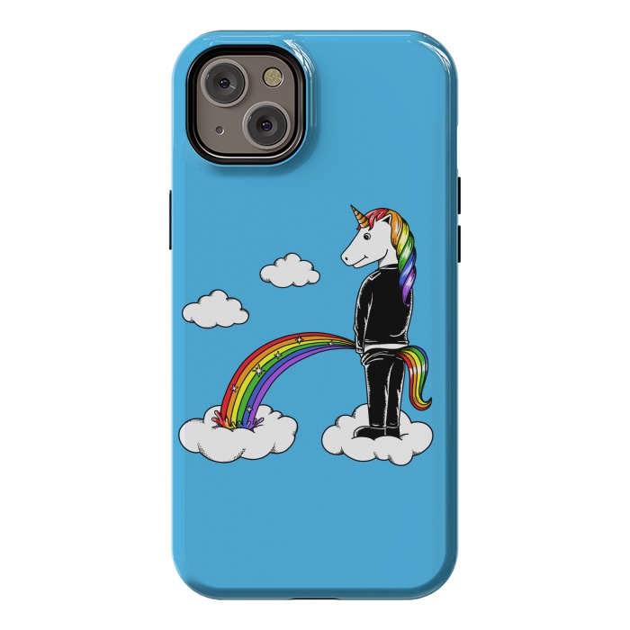 iPhone 14 Plus StrongFit Unicorn Rainbow Blue by Coffee Man