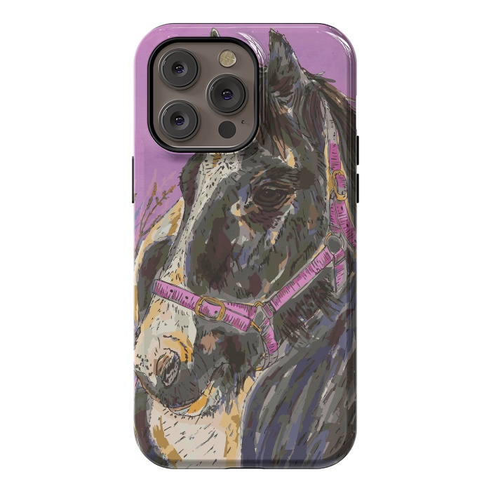 iPhone 14 Pro max StrongFit Black and White Horse by Lotti Brown
