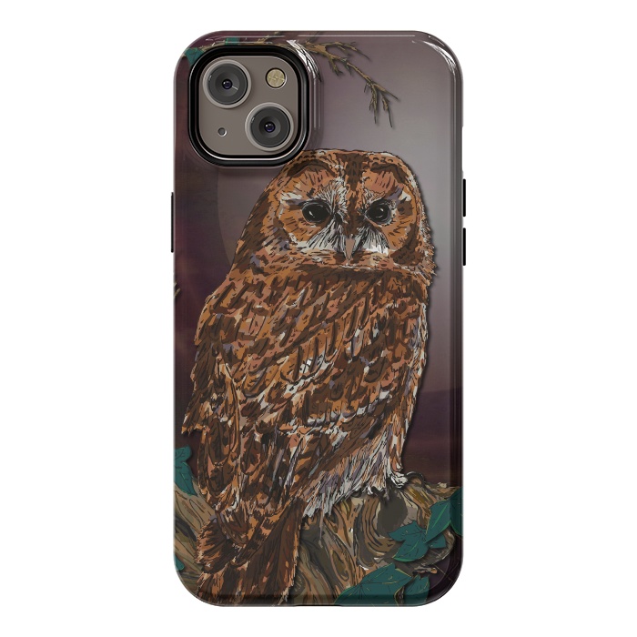 iPhone 14 Plus StrongFit Tawny Owl - Mistress of the Night by Lotti Brown