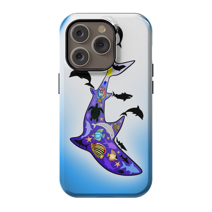 iPhone 14 Pro StrongFit Shark MarineLife Scenery Patterned by BluedarkArt