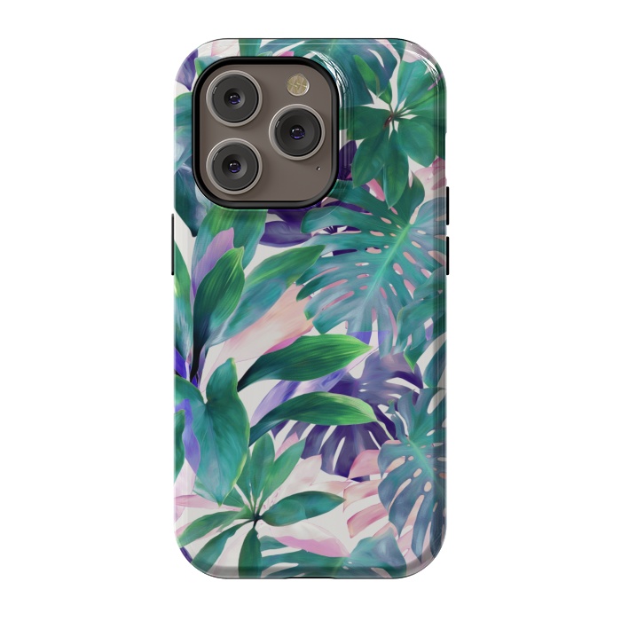 iPhone 14 Pro StrongFit Pastel Summer Tropical Jungle by Micklyn Le Feuvre