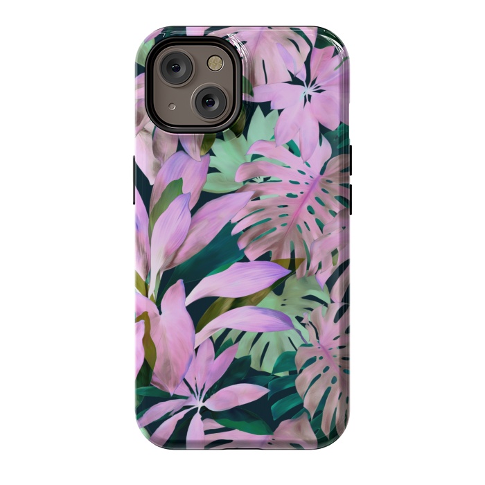 iPhone 14 StrongFit Tropical Night Magenta Jungle by Micklyn Le Feuvre