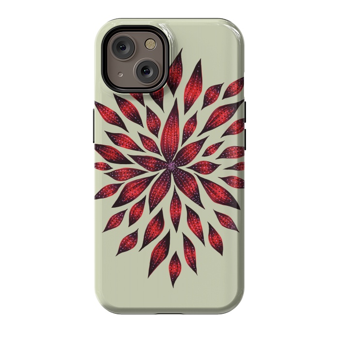 iPhone 14 StrongFit Hand Drawn Abstract Red Ink Doodle Flower by Boriana Giormova