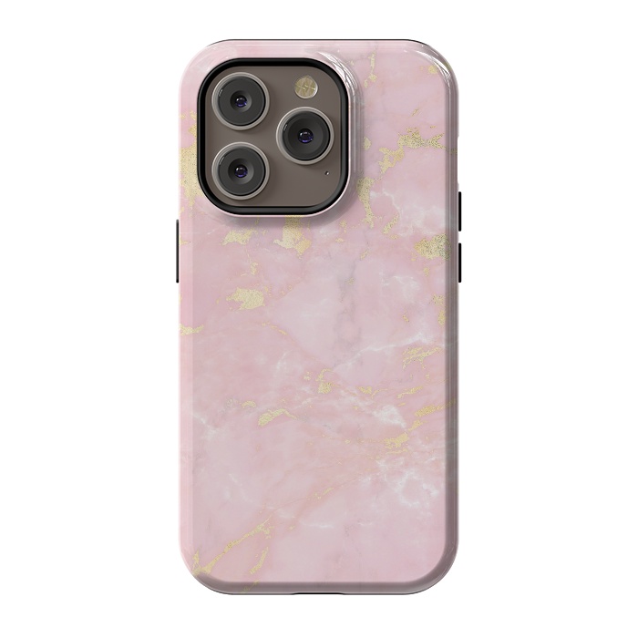 iPhone 14 Pro StrongFit Metal Gold on Tender Pink Marble by  Utart