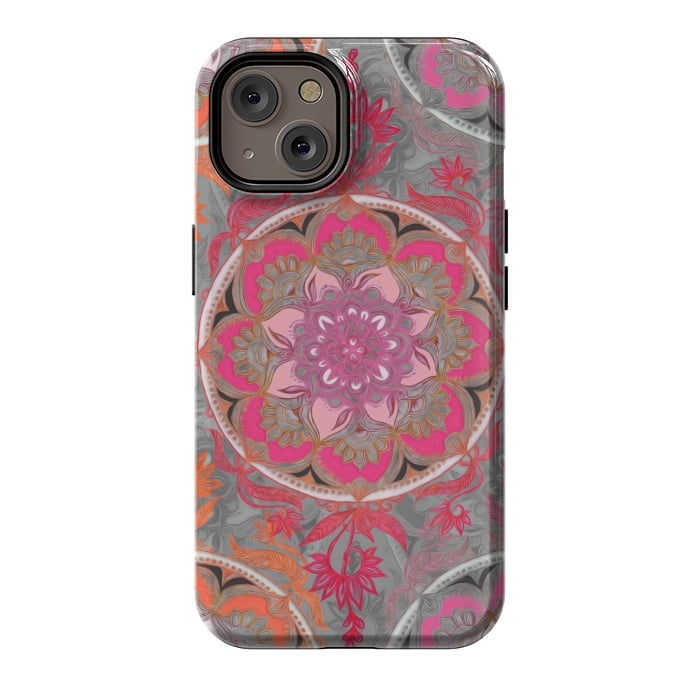 iPhone 14 StrongFit Hot Pink, Magenta and Orange Super Boho Medallions by Micklyn Le Feuvre