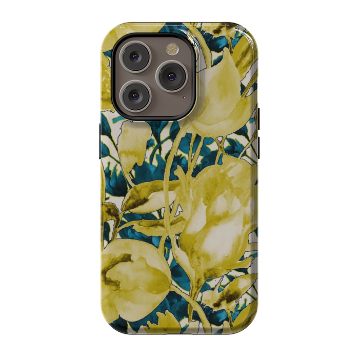 iPhone 14 Pro StrongFit Yellow watercolour floral by Kashmira Baheti