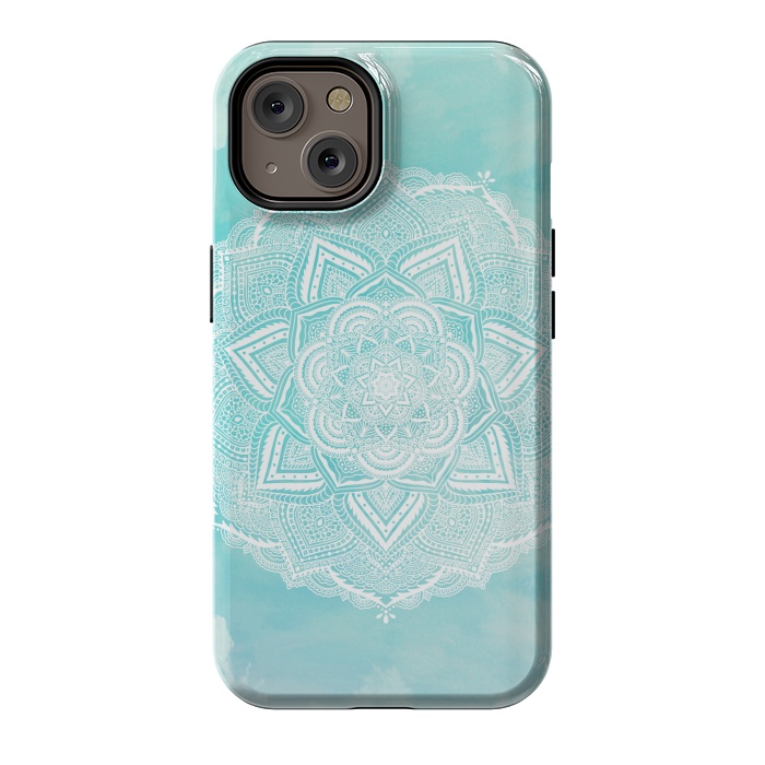 iPhone 14 StrongFit Mandala flower turquoise by Jms
