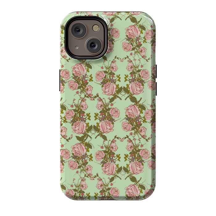 iPhone 14 StrongFit Vintage Rosy Floral by Quirk It Up