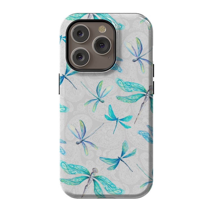 iPhone 14 Pro StrongFit Dragonflies on Paisley by gingerlique