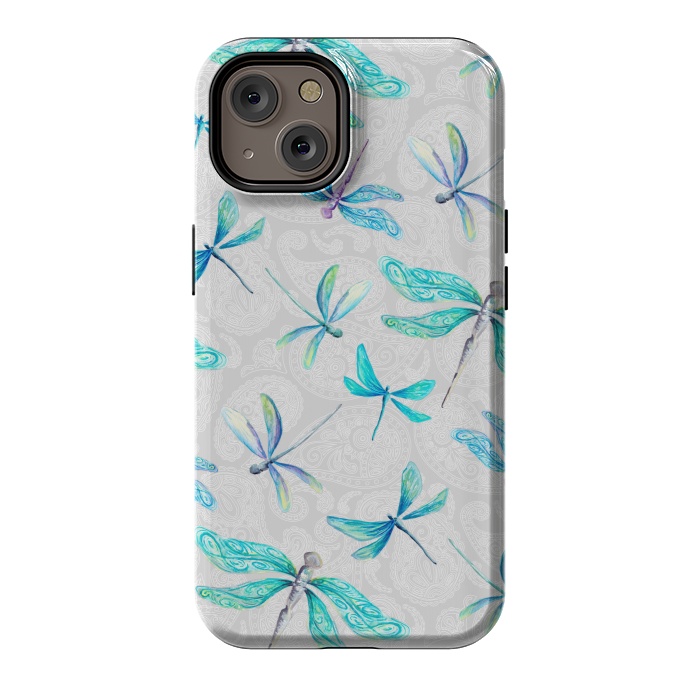 iPhone 14 StrongFit Dragonflies on Paisley by gingerlique