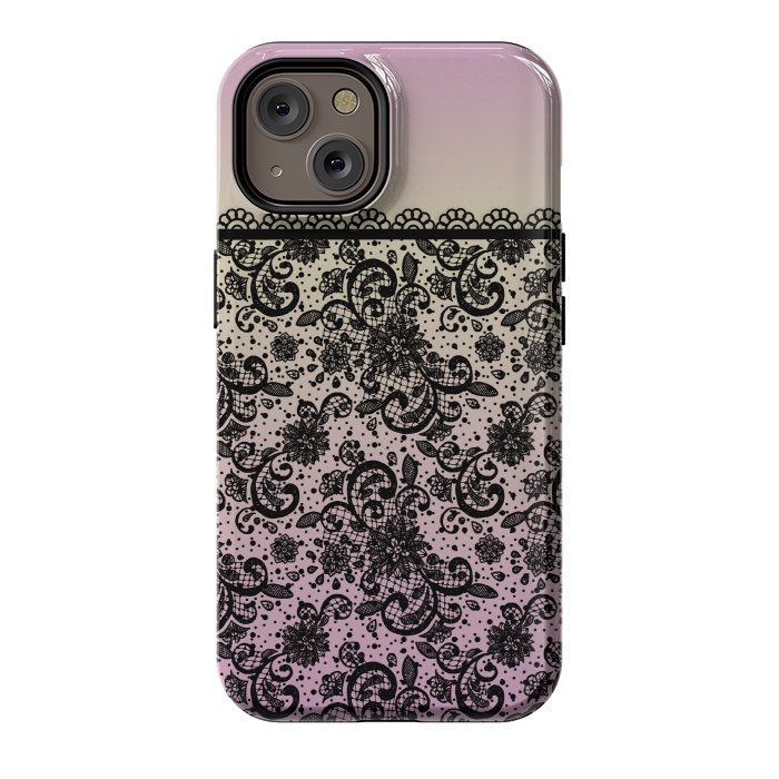 iPhone 14 StrongFit Black lace Purple Ombre by Quirk It Up