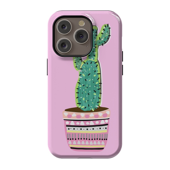 iPhone 14 Pro StrongFit Pink Cacti by MUKTA LATA BARUA