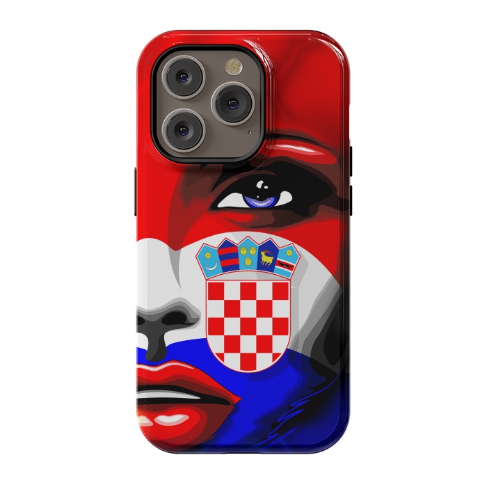iPhone 14 Pro StrongFit Croatia Flag Beautiful Girl Portrait by BluedarkArt