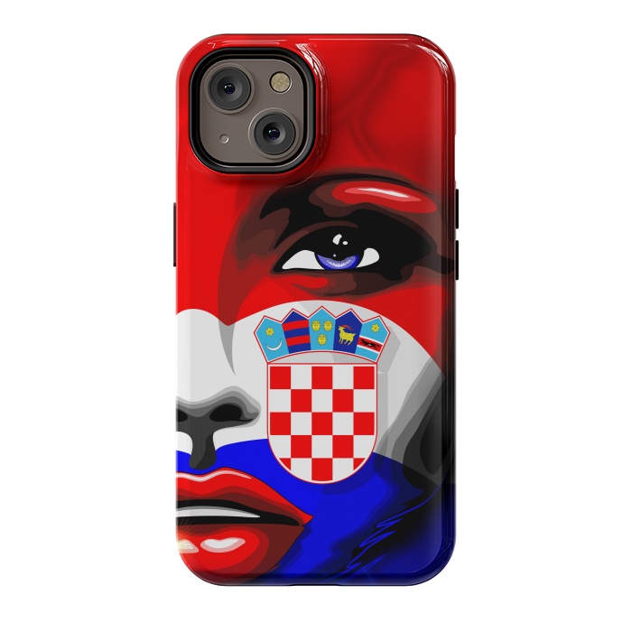 iPhone 14 StrongFit Croatia Flag Beautiful Girl Portrait by BluedarkArt