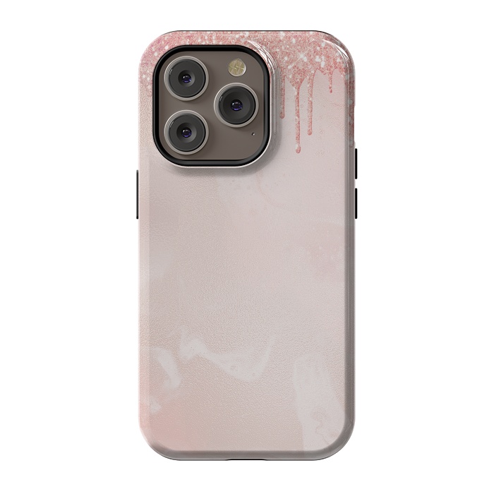 iPhone 14 Pro StrongFit Pink Glitter Rain  by  Utart