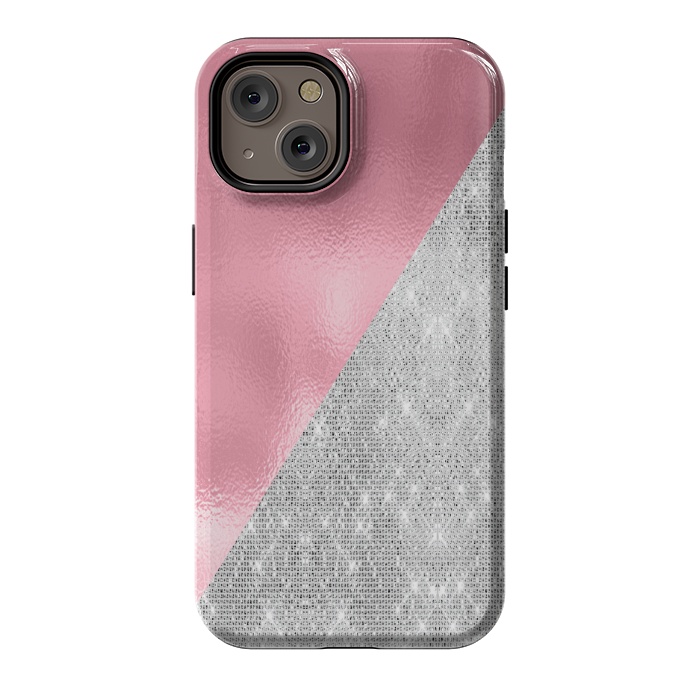 iPhone 14 StrongFit Pink Silver Glitter  by Alemi