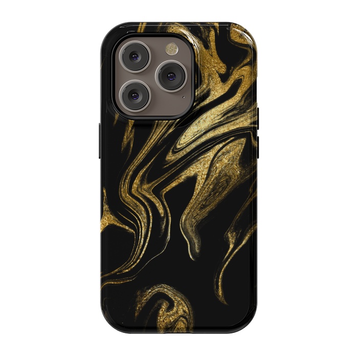 iPhone 14 Pro StrongFit Gold Black Marble  by Alemi