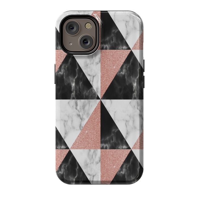 iPhone 14 StrongFit Marble Triangles Geometric by Alemi