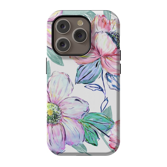 iPhone 14 Pro StrongFit Romantic watercolor flowers hand paint design by InovArts