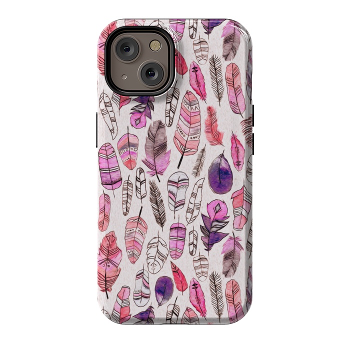 iPhone 14 StrongFit Pink Feathers  by Tigatiga