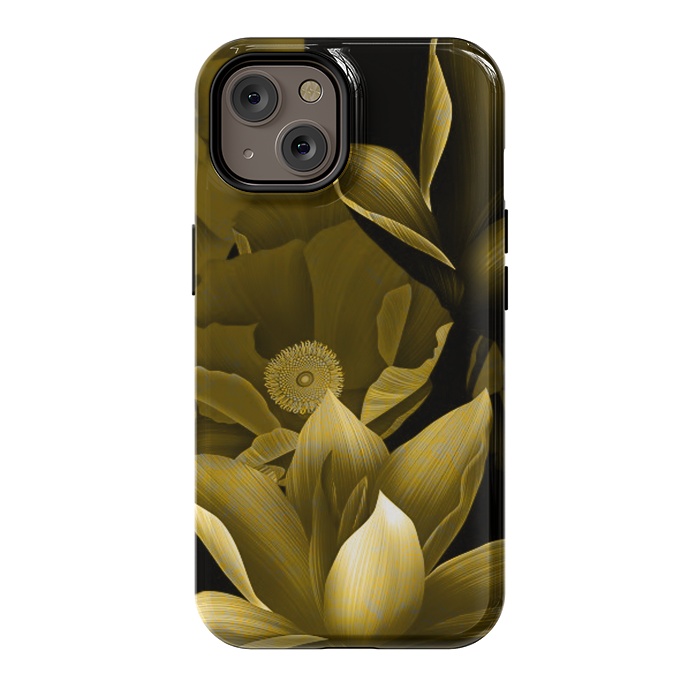 iPhone 14 StrongFit Gold floral by Kashmira Baheti