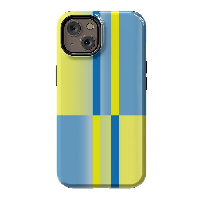 iPhone 14 StrongFit yellow blue lines pattern by MALLIKA