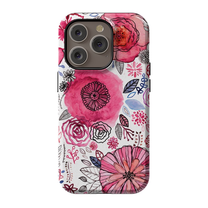 iPhone 14 Pro StrongFit Pink Floral Mix  by Tigatiga