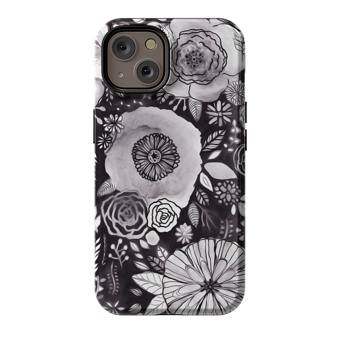 iPhone 14 StrongFit Black & White Floral Mix  by Tigatiga