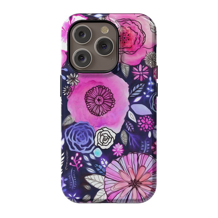 iPhone 14 Pro StrongFit Magenta Floral Mix  by Tigatiga
