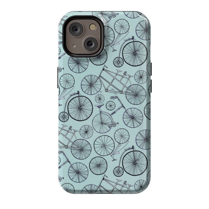 iPhone 14 StrongFit Vintage Bicycles on Blue  by Tigatiga
