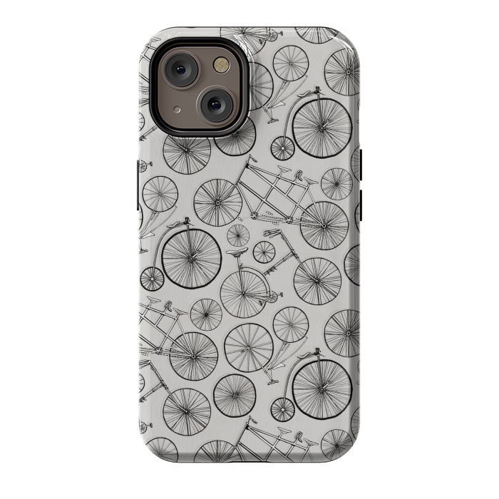 iPhone 14 StrongFit Vintage Bicycles on Grey  by Tigatiga