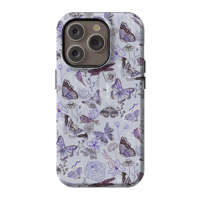 iPhone 14 Pro StrongFit Pale Butterflies, Dragonflies and Moths  by Tigatiga