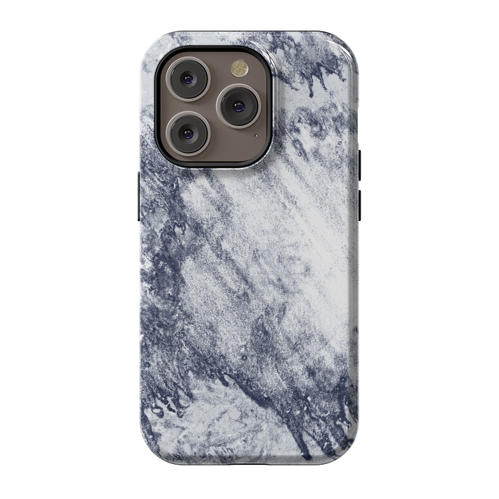 iPhone 14 Pro StrongFit Grey-Blue Marbling Storm  by Tigatiga