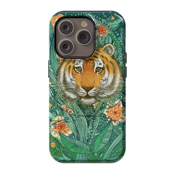 iPhone 14 Pro StrongFit Tiger Tangle in Color by Micklyn Le Feuvre