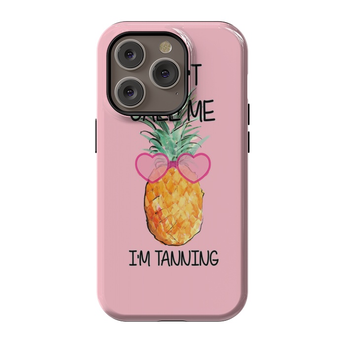 iPhone 14 Pro StrongFit Cool Pinapple with Glasses Text by ''CVogiatzi.