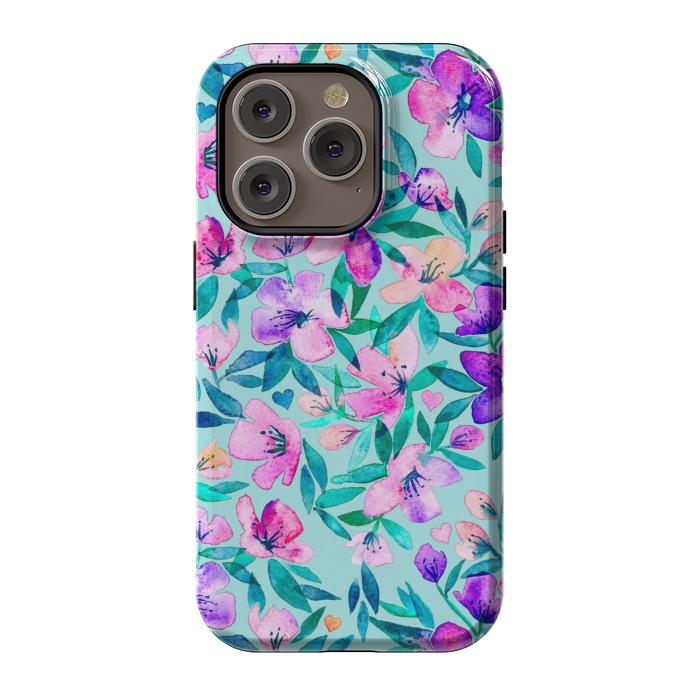 iPhone 14 Pro StrongFit Happy Spring Floral in Watercolor by Micklyn Le Feuvre