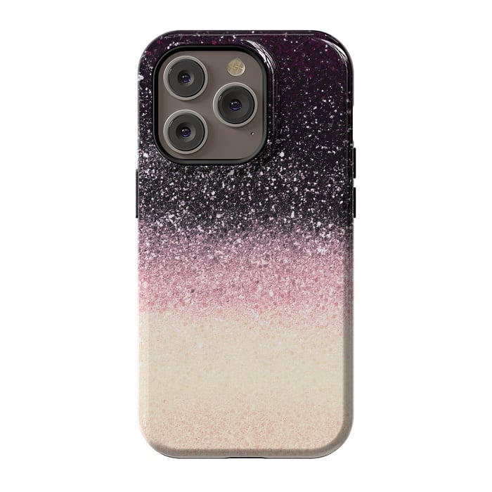 iPhone 14 Pro StrongFit Half black cream glitter star dust by Oana 