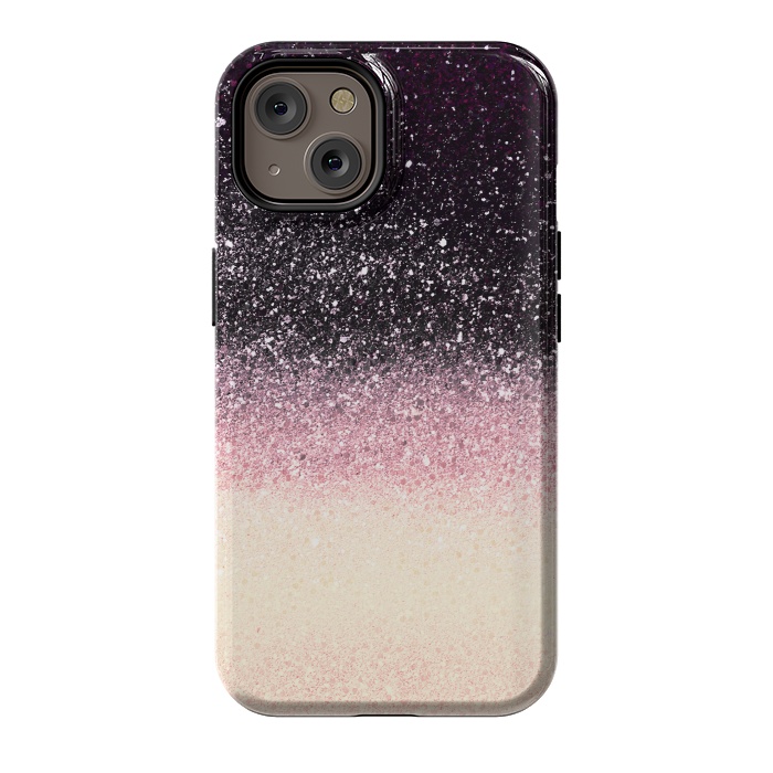 iPhone 14 StrongFit Half black cream glitter star dust by Oana 