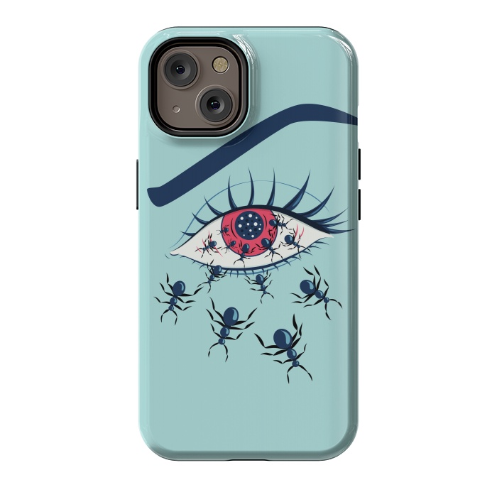 iPhone 14 StrongFit Weird Creepy Red Eye With Crawling Ants by Boriana Giormova