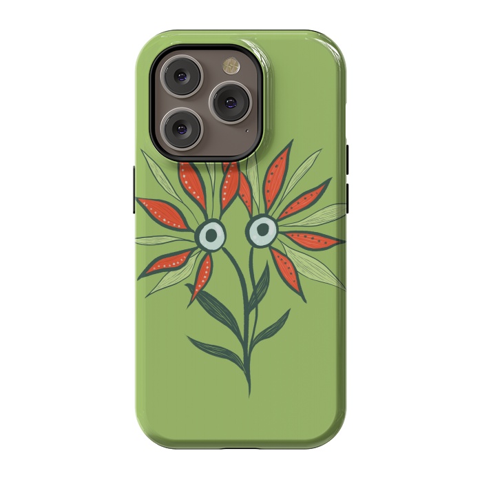 iPhone 14 Pro StrongFit Cute Eyes Character Flower Monster by Boriana Giormova