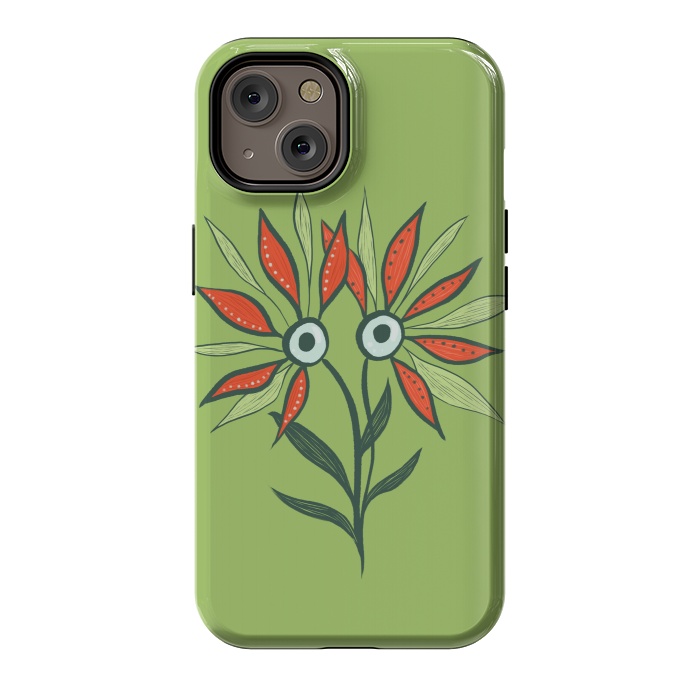 iPhone 14 StrongFit Cute Eyes Character Flower Monster by Boriana Giormova