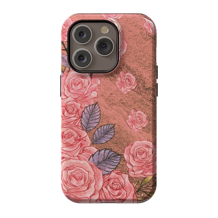 iPhone 14 Pro StrongFit Vintage Peonies  by Rossy Villarreal