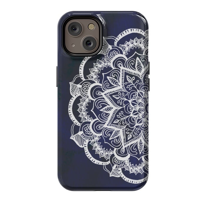 iPhone 14 StrongFit White Feather Mandala by Tangerine-Tane
