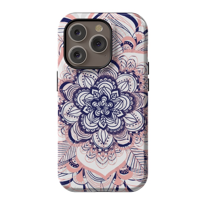 iPhone 14 Pro StrongFit Purple, Blue and Pink Netted Mandala by Tangerine-Tane