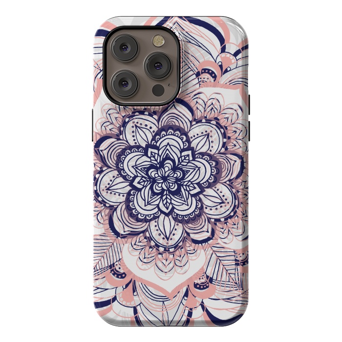 iPhone 14 Pro max StrongFit Purple, Blue and Pink Netted Mandala by Tangerine-Tane