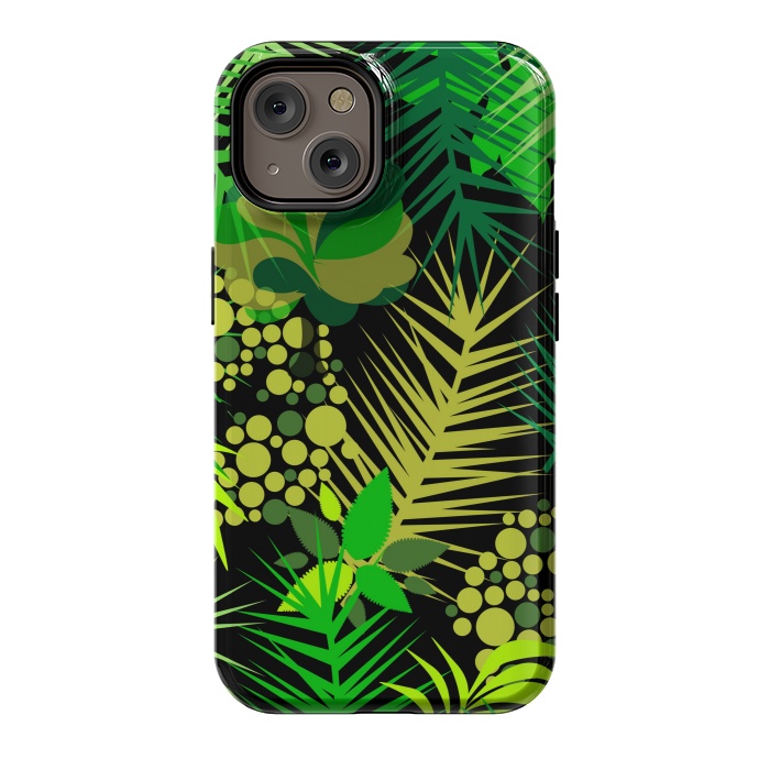 iPhone 14 StrongFit green tropical pattern by MALLIKA