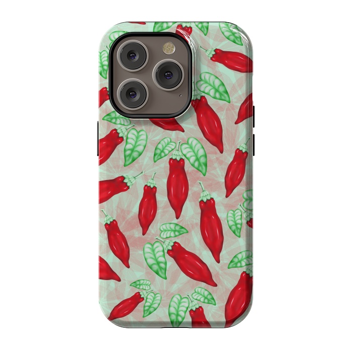 iPhone 14 Pro StrongFit Red Hot Chilli Pepper Pattern Food Art by BluedarkArt